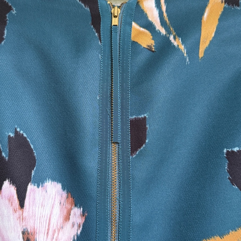 Anthropologie Moulinette Soeurs Baikal Teal Floral Tea Length Fit & Flare Size 2 - Picture 7 of 14
